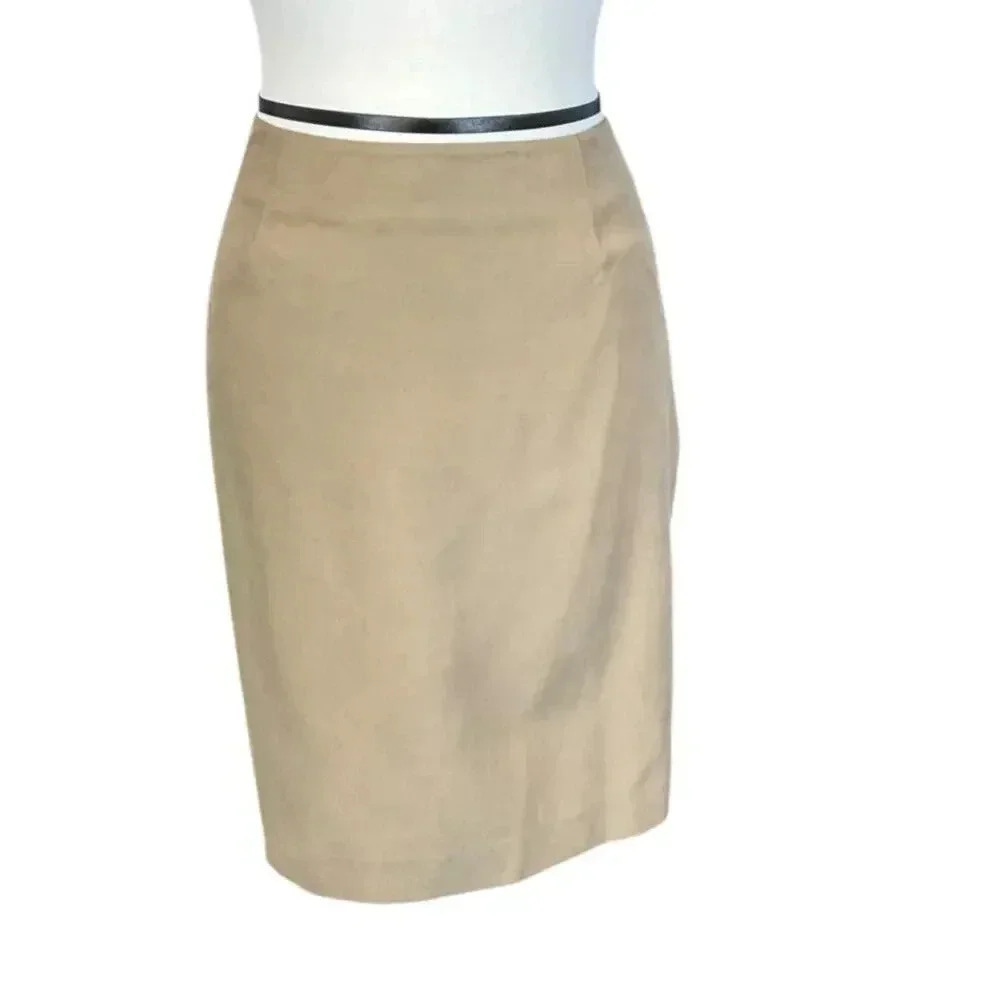 Caslon Knee Length Skirt Size 12 Medium Brown Shell 53% Silk 47% Cotton Work